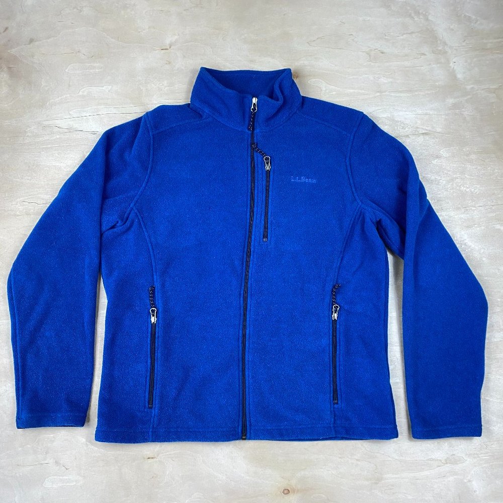 LL Bean Blue Fleece Men's Full Zip Jacket Medium